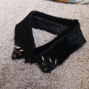 real leather hair rivet collar